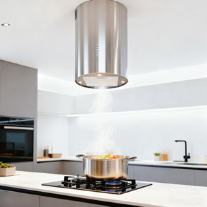 <span class=keywords><strong>Hotte</strong></span> de cuisine circulaire de couleur argent et noir, <span class=keywords><strong>hotte</strong></span> de cuisine ouverte, <span class=keywords><strong>hotte</strong></span> de plafond suspendue, <span class=keywords><strong>hotte</strong></span> de cheminée silencieuse, <span class=keywords><strong>hotte</strong></span> d'évacuation des fumées - Product Image 2