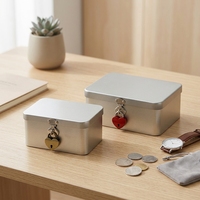 Boîte de rangement en fer blanc verrouillable et recyclable 2352B pour bijoux, bagues, montres, lunettes et petits objets – Vente en gros