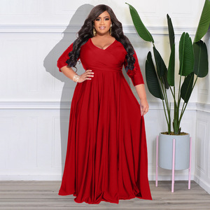 Abito Casual taglie forti da donna abito da donna in tinta unita con scollo a V Sexy da sposa <span class=keywords><strong>verde</strong></span> <span class=keywords><strong>smeraldo</strong></span> Maxi abito da sera - Product Image 4