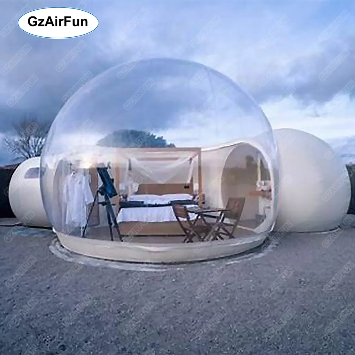 Outdoor Camping 2 Kamer Grote Enkele Tunnel Huis Hotel Badkamer Clear Opblaasbare Transparante Koepel Bubble Tent