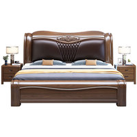 Revêtement en cuir de lit en bois king size moderne pour rangement de meubles de chambre fonctionnel