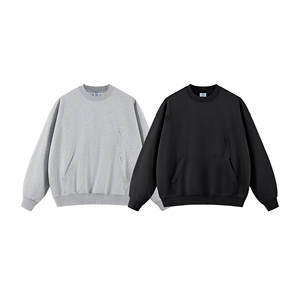 ODM Classic 420g Round Neck Silk Screen Print Black <b>Sweatshirt</b> Plain Thick Oversized <b>Sweatshirts</b> for Men - Product Image 1