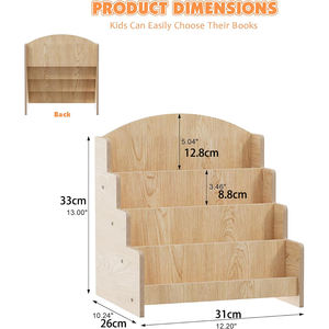 Estantería de Madera de 4 Niveles para Libros Infantiles, Librería Montessori Mini para Niños, Estante de Exhibición de Libros para Guardería - Product Image 2