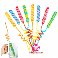 Vente en gros de bonbons Sucette saveur de fruit sucette torsadée multicolore avec bâtonnets de paille bonbon dur