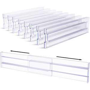 Home Clear Plastic Kitchen Drawer Dividers Adjustable Storage Separators Injection-Molded - Product Image 1