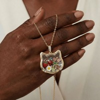 Collier pendentif en résine en forme de renard, best-seller transfrontalier, avec chaîne en bambou électroplaquée cuivre, design ouvert, mignon et original