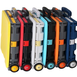 Nhựa gấp mua sắm Xe đẩy giỏ hàng với 2 bánh xe ánh sáng cá nhân siêu thị cán xách tay ráp xe kéo giỏ hàng - Product Image 2