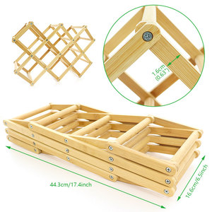 Countertop Portable 10 Bottle Wooden Stackable <strong>Wine</strong> Storage Cellar Racks Foldable Bamboo <strong>Wine</strong> Bottle Stand Holder Display Shelf - Product Image 2