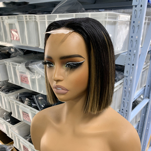 Perruques en <span class=keywords><strong>cheveux</strong></span> humains, coupe bob de 8 pouces, cuticules alignées, nouées à la main, colorées pour femmes - Product Image 2