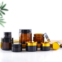 Pots cosmétiques vides en verre ambré avec couvercles à vis noirs 5ml 10ml 15ml 30ml 50ml 60ml 100ml 120ml pour crèmes visage et yeux