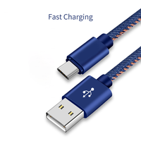 Câble USB en tissu jean OEM 5V 2.1A, câble de données, charge rapide, câble micro USB, logo personnalisé