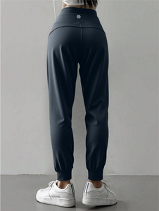 Pantaloni da Jogger elasticizzati a vita alta da donna comodi ed eleganti pantaloni Hip Hop a gamba dritta con elastico in vita - Product Image 2