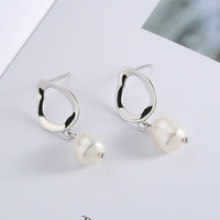 Boucles d'oreilles pendantes chic en argent 925 plaqué or 18 carats avec perles d'eau douce, perles organiques, boucles d'oreilles fines