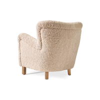 Fauteuil simple durable pour salon, avec accoudoirs évasés, pieds en chêne massif, fauteuil rembourré, mobilier d'intérieur pour villa et appartement
