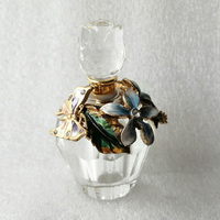 Flacon de parfum Vintage en cristal émaillé à la main, bijou en forme de feuilles de fleur, col avec branches en alliage de Zinc