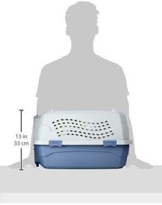   Basics <span class=keywords><strong>Transporteur</strong></span> de voyage pour animaux de compagnie à chargement par le haut à 2 portes, rigide, gris bleu, pour chiens et chats - Product Image 5