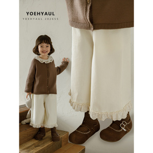 YOEHYAUL C3531-1 Pantaloni Larghi in Cotone per Bambine 2-8 Anni, Casual con Pizzo, Comodi per Ragazze e Bambini - Product Image 2