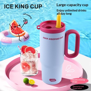 New 316 Stainless Steel Vacuum Insulated <b>Cup</b> Women High Heated With Handle <b>Straw</b> <b>Cup</b> Car Portable Cold Ice Tumbler - Product Image 2