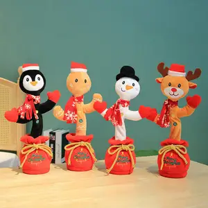 Neues Design 35 cm elektrische Weihnachts-Hip-Hop-Puppe, die tanzende Tier plüsch puppe singt Weihnachts spielzeug geschenk plüsch hersteller