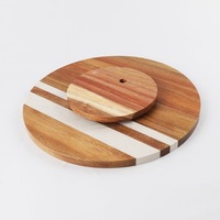 Akazien holz und Marmor Lazy Susan Drehteller Esstisch platte Holz Runde Lazy Susan Servier brett