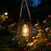 Lanterne solaire géométrique vintage, lampe suspendue de jardin, étanche, LED, lampe décorative d'extérieur pour patio, cour, camping