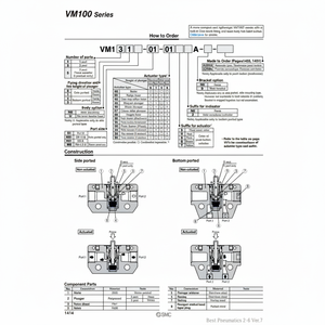 Modèle de soupape de commande mécanique pneumatique SMC VM121-01-01A - Product Image 1