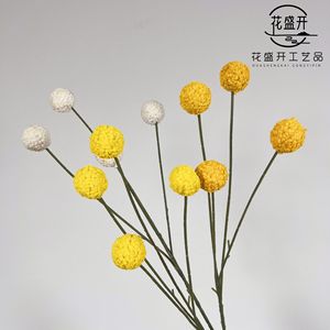 Golden Ball Artificial <b>Flower</b> <b>Single</b> Stem Silk <b>Flower</b> Decorative Bouquet Wedding Home Props High Simulation - Product Image 2