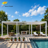 Pergola bioclimatique en aluminium sur mesure avec toit à lames motorisées, gazebo extérieur rectangulaire, pavillon de jardin