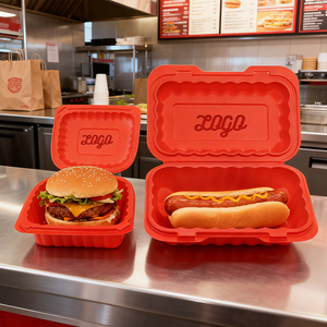 Xiefa Tùy Chỉnh Dùng Một Lần Vỏ Sò Bao Bì Takeout Togo Bento Hộp Ăn Trưa 6/6*9Inch Vuông Bánh Hamburger Hộp - Product Image 2