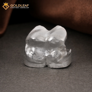 Goldleafgem Base en Blanco para Grillz de Doble Diente de Plata 925 Chapada en Platino con Incrustación de Moissanita VVS Sin Engastar, Estilo Hip Hop, Personalizable, Certificado - Product Image 3