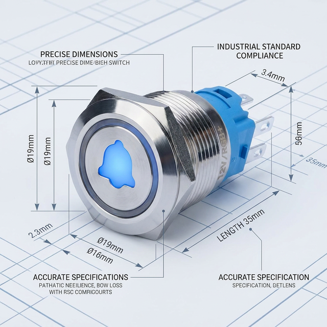 19mm Door Bell Logo Illuminated 8Pin 12V Waterproof Metal RGB LED Light Momentary Push Button Switch