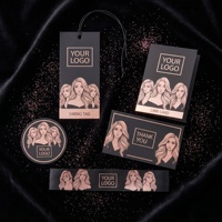 Kit de Marquage Personnalisé pour Perruques avec Logo en Or Rose, Étiquette Volante, Carte de Remerciement, Autocollant, Ruban en Satin et Ensemble d'Accessoires d'Emballage