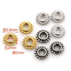 Stainless Steel Lace Wheel Beads 6mm Round Polka Dot Ring <b>Spacers</b> For DIY Bracelets Necklaces Gear Beads Accessories - Product Image 2