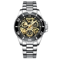 Montre mécanique automatique personnalisée, boîtier en alliage, bracelet en acier inoxydable, lumineuse, multifonction, pour homme, étanche 30M, verre minéral