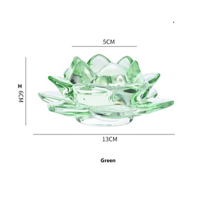 Tealight Crystal Glass <strong>Candle</strong> <strong>Holder</strong> <strong>Lotus</strong> Type Glass <strong>Candle</strong> <strong>Holder</strong> with Various Colors - Product Image 2