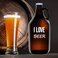 Vente en gros d'usine, bouteille en verre ambré de 1 litre et 2 litres, pot à bière de Californie, bouteille en verre pour bière, eau, vin et cidre faits maison