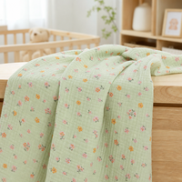 Tissu en double gaze 100% coton, tissu en mousseline biologique, imprimé sur mesure pour couverture d'emmaillotage pour bébé, pyjamas, serviette de toilette