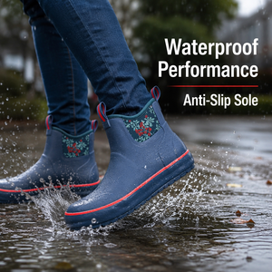 Botas de Lluvia de Goma Antideslizantes Duraderas para Mujer, Zapatos de Jardín Florales Impermeables hasta el Tobillo, Suela Resistente, Protección para Todo Clima - Product Image 4