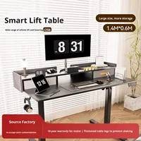 Bureau intelligent électrique à hauteur réglable en acier pour le bureau à domicile, l'étude, les jeux avec rangement pour livres