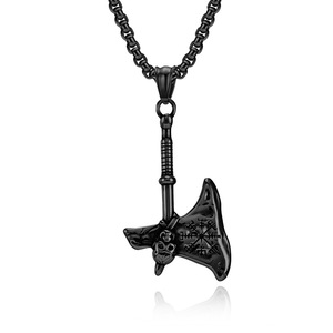 Viking Axe <b>Titanium</b> Steel Pendant Necklace Men's Nordic Skull Design Gift Jewelry - Product Image 5