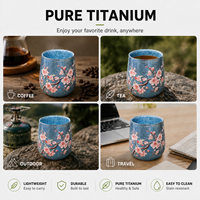 Cangkir Teh Bunga Plum Anti Panas Dinding Ganda Titanium Murni Bentuk Telur Angsa Vintage untuk Berkemah di Luar Ruangan