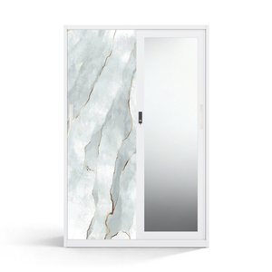 Armoire en métal imprimé avec 2 portes coulissantes et miroir 1200 mm pour chambre à coucher - Product Image 1