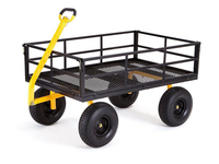 Chariot de jardin pliable en acier grillagé avec roues pour gazon, conception fermée pour outils, personnalisation OEM disponible