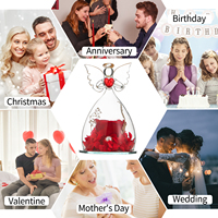 Cadeau de Noël Saint Valentin Anges uniques Préservés Roses éternelles dans un dôme en verre avec boîte-cadeau pour femmes filles