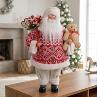 Figurine de Père Noël en tricot à carreaux rouges pour la table de Noël et les célébrations à la maison