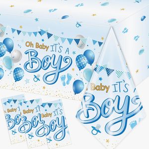 <span class=keywords><strong>Azul</strong></span> bebé niño ducha decoraciones plástico a prueba de aceite impermeable desechable cuadrado personalizable moderno <span class=keywords><strong>mantel</strong></span> - Product Image 1