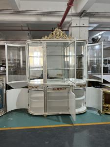 Armadietto del vino francese di lusso-stile sontuoso in legno massello dipinto a mano con guscio dorato intarsiato classico <span class=keywords><strong>mobili</strong></span> antichi - Product Image 2