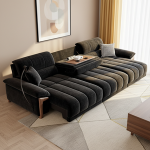 Canapé-<span class=keywords><strong>lit</strong></span> 3 <span class=keywords><strong>places</strong></span> multifonctionnel en chenille, style vintage, sans fixation murale, avec télécommande et Bluetooth intégré - Product Image 2