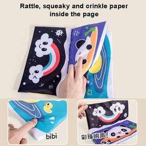 Jouet sensoriel Montessori pour bébé nouveau-né : <span class=keywords><strong>Livre</strong></span> en tissu doux et froissé, tableau mural détachable, jouet miroir doux et sûr pour le temps sur le ventre - Product Image 5