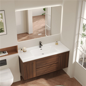 Simple smart bathroom cabinet ceramic integrated basin washbasin hand washbasin cabinet bathroom <b>mirror</b> cabinet - Product Image 2